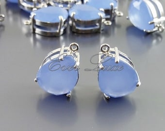 2 purple blue periwinkle glass pendants, blue and silver teardrop pendant 5067R-PW