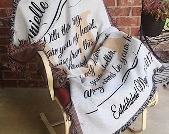 Personalized Blanket, Wedding Gift, Vows Blanket, Anniversary Gift, Wedding Shower Gift, Gift for the Couple, Anniversary Blanket, Throw