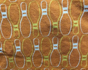 Half Yard Cotton Asbury designed by Thomas Knauer for Andover Fabrics Orange and Yellow Bowling Pins