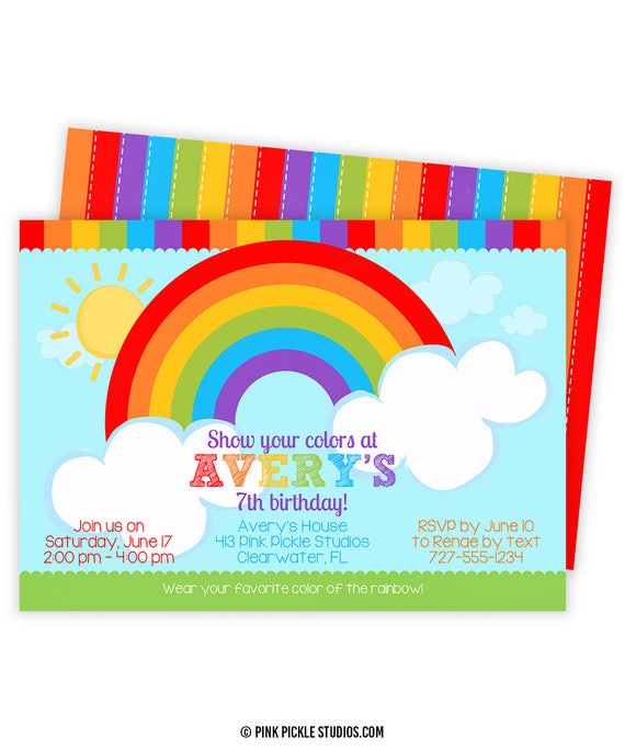 Rainbow Invitations Birthday 5