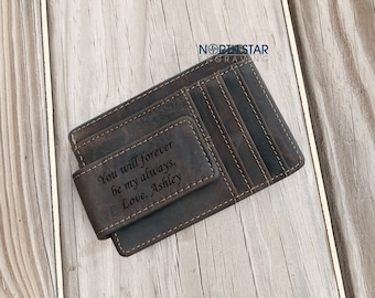 Leather Money clip, Husband gift, Mens Leather Money Clip wallet, Boyfriend gift, Personalized Money clip, Gifts for Dad, Anniversary gift