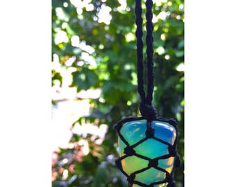 Opalite Hemp Crystal Wrap Necklace Braided with *No Charm* (Braided Design)
