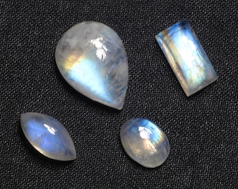 4 Pieces Lot, Ranbow Moonstone, Top Quality, Blue Fire, Wirewrap, Jewelry, Handmade, High Polished, Gemstones Wholesalers