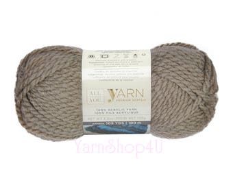 Taupe. Bulky Yarn. All Things You Yarn. Premium Acrylic Yarn. A Grey Beige color. Soft thick yarn. Neutral color. Same as Charisma Taupe.