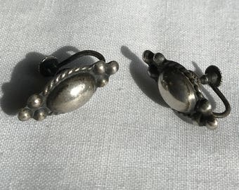 Vintage Sterling Silver Screw Back Earrings