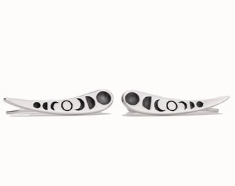 Silver Ear Cuff Moon Phase Earrings Celestial Ear Climber Pin Earrings Boho Jewelry - FES030SSO