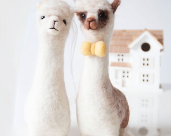 Alpaca needle felted wedding cake toppers large
