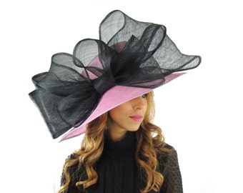 Lilac & Black MagPie Hat for Kentucky Derby, Weddings (40 colours available)