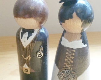 Steampunk Wedding cake toppers