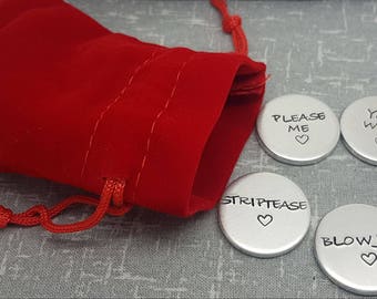 Adult Love Tokens - 5x Naughty Love Tokens - Gift for Boyfriend - Gift for Girlfriend - Husband - Wife - Birthday - Anniversary - Valentines