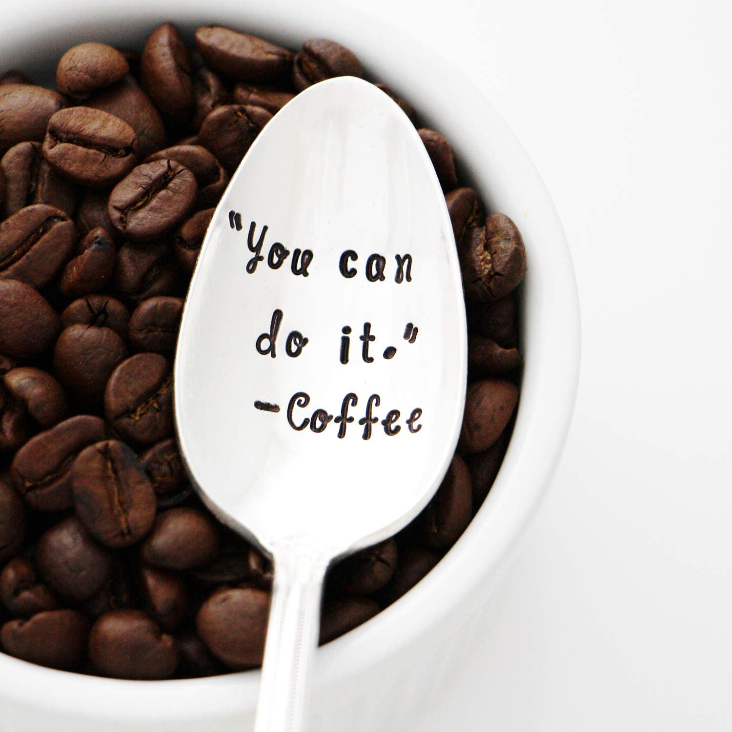 You Can Do It. Coffee. Hand Stamped Spoon. Monday Motivation