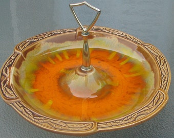 Vintage 60s Mid Century Modern California USA 2923 Pottery Serving Dish with Handle