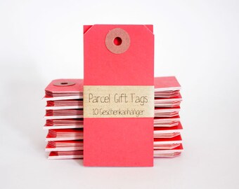 10 Gift Tags Manila - red
