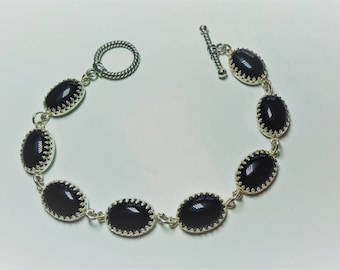 Black Onyx and Sterling Silver Bracelet