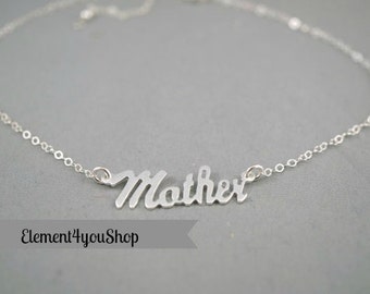 Sterling silver mother necklace, Mother charm jewelry, Mother's day gift, Mom Mama necklace, Family necklace,