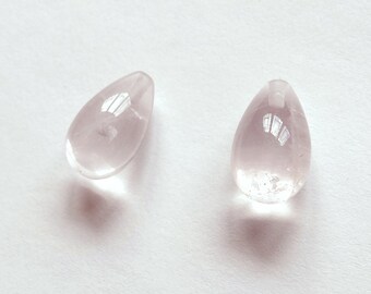 A+ Grade Rose Quartz Smooth Half Top drilled Teardrops 8x13 mm One Pair J7210