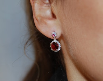 Delicate silver earrings, Cz earrings, Dainty earrings.