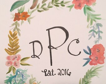 Custom Spring Watercolor Floral Wreath