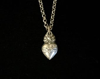 french sacred heart ex voto necklace