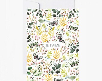 Card, I love you, flowers, stationery, greeting card, mother day, carte de vœux, je t'aime, papeterie, livraison gratuite france