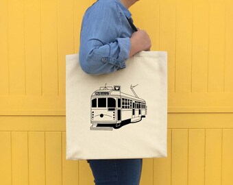 Melbourne Tram illustrated screen printed tote bag, Tram Print, Melbourne Gift