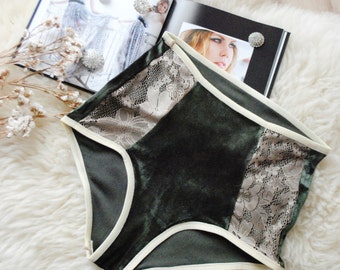 OLIVE GREEN PANTIE, high waisted panties, khaki panties, Green lingerie, Velour panties, khaki pants, khaki shorts, Khaki lingerie