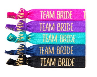 Team Bride Hair Ties | Bachelorette Party Favors, Team Bride Elastic Hair Ties, Wedding Party + Bridesmaid Gifts, Bachelorette Survival Kit