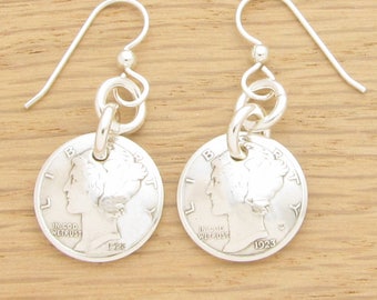 For 95th: 1923 US Mercury Dime Earrings 95th Birthday Gift Coin Jewelry