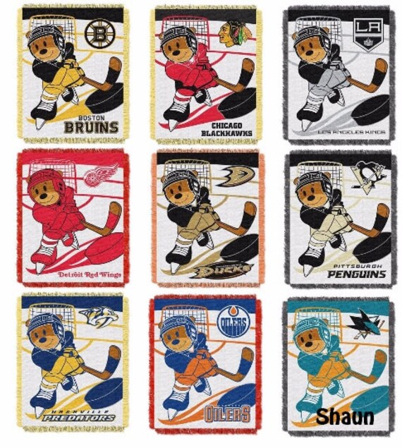Personalized NHL HOCKEY Teddy Bear Blanket Throw 9 NHL Teams