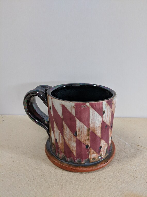 Handmade Ceramic Mug with Checkers