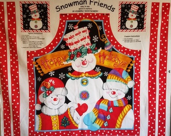 Christmas Fabric- Snowman Apron Panel- Christmas Apron Panel- Make Your Own Apron