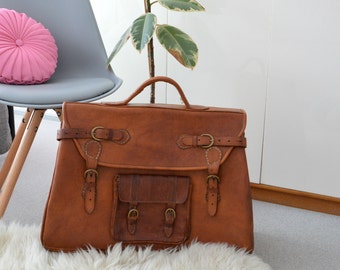 Oversized Men's Bag Vintage Travel Bag Extra Large Big Bag Brown Leather Handbag