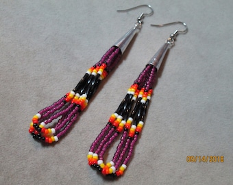 Native Style plum seed bead earrings