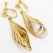 Vintage Clip On Earrings, Goldtone Dangle Earrings, Chandelier Clip On, Long Teardrop Earrings, Retro Boho Bohemian Dangle