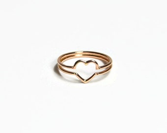 Anello in oro rosa 18 carati, anello in oro rosa massiccio, amore anello, anello di anniversario 18 kt, anello cuore, anello romantico oro 18 carati, anello 18 kt, simbolico