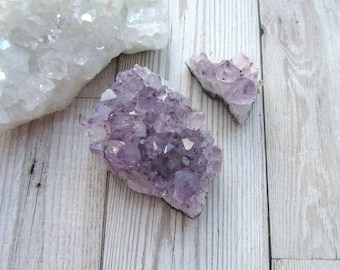 2pc Amethyst Druzy Cluster - Gemstone Specimen - Natural Purple Crystal