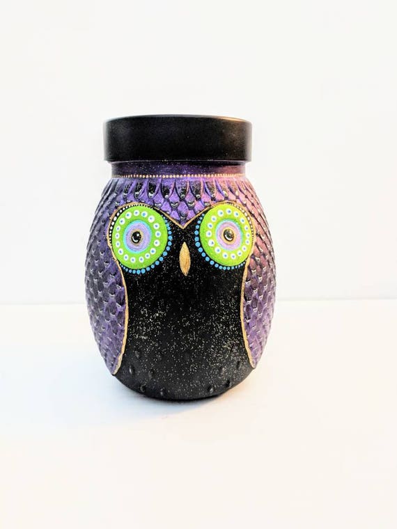 Owl Painted jar hand painted glass owl jars large glass jar