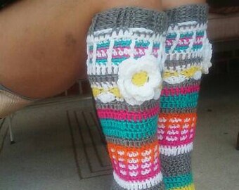 PDF PATTERN ONLY Instant Download Crochet "Free Spirit Knee High Slipper Socks" Pattern