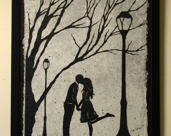 AUTUMN KISS - Large Original Papercut, 27x40, Limited Collectors Edition