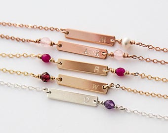 Initial Choker, Gold Choker, Silver Choker, Rose Gold Choker, Dainty Bar Choker Necklace,Simple Choker, Personalized Bar Necklace ZN00181