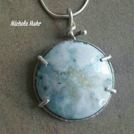 Natural Beauty Abstract Enamel Pendant - copper and sterling silver 18" necklace