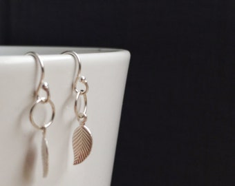 Leaf - petite leaf earrings - simple and dainty