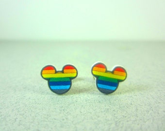 Mickey Mouse Rainbow Earrings, Mickey Mouse Jewelry, Disney Jewelry, Disney Earrings, Rainbow Earrings, Mickey Mouse Gift, Rainbow Birthday