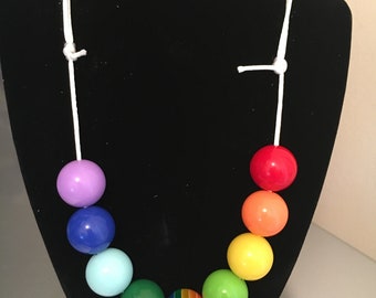Rainbow chunky bead necklace