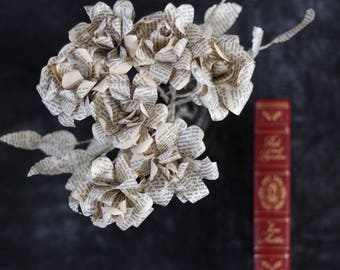 Pride and Prejudice Book Page Flowers - Jane Austen Roses Made From Book Paper