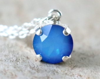 White Opal Sky Blue | Swarovski Necklace | Opal Necklace | Swarovski Crystal | Silver Necklace | Beach Wedding | Opal Wedding | Opal Jewelry