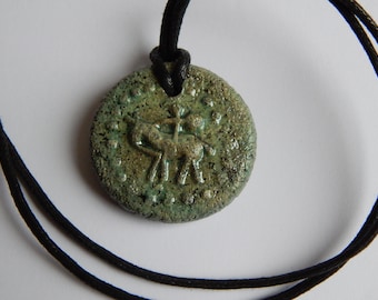 Ceramic pendant "Horseman", handmade jewelry, ceramics, gift, ethnos, mascot, for needlework, ceramic beads, Celtic, ancient,historical,clay