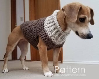 Crochet Pattern / Dog Sweater / (2 sizes - Small & Medium) Seamless Earhart Design / Printable Download - PDF 1214