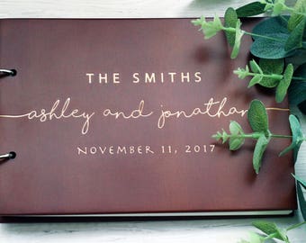 Rustic Guest book Wedding Guest Book Wood GuestBook Wedding Calligraphy Guest Book Custom Guest Book Wedding Album Engraved Guest Book #11