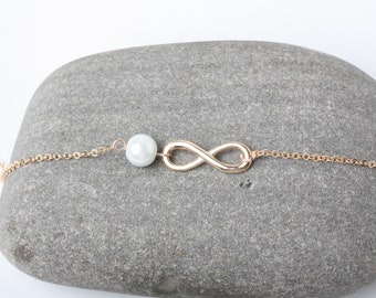 Rose Gold Infinity bracelet, Bridesmaid bracelet, eternity bracelet, Rose Gold bracelet, mother of the bride gift, infinity jewelry